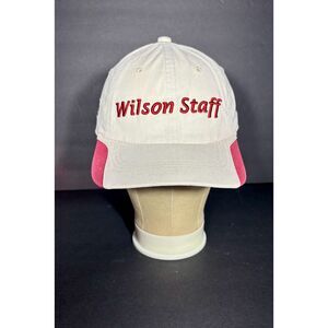 Wilson Staff Golf Hat Cream Red Adjustable Strapback Cap